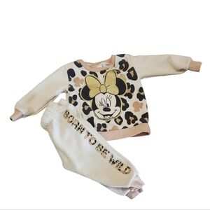 Disney Minnie Mouse 12m Animal Print Sweatshirt and Pants Set